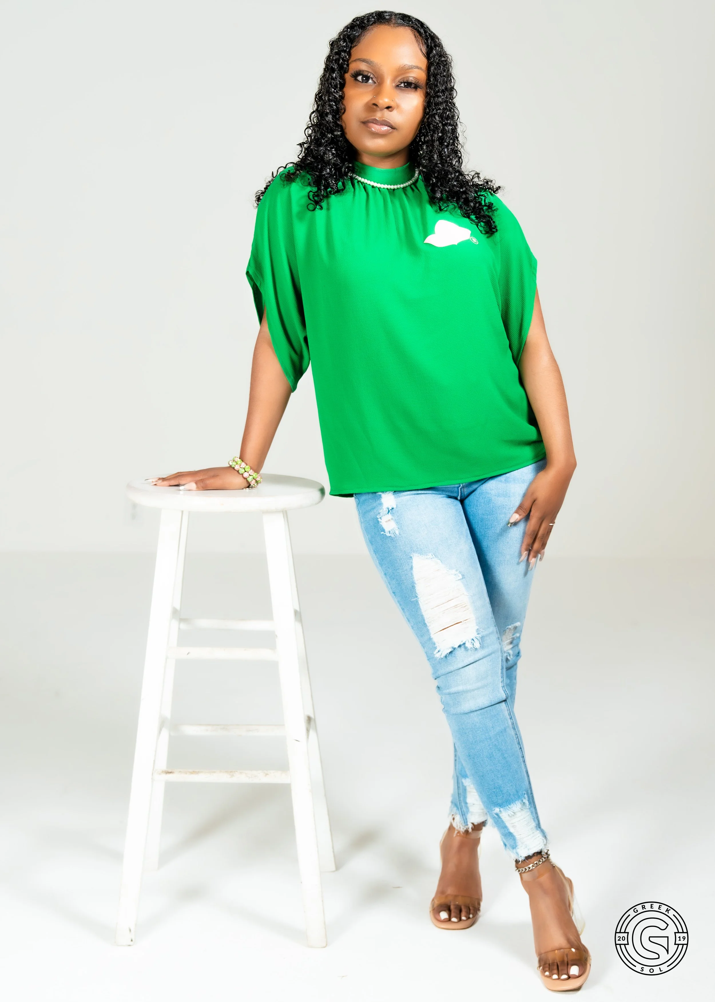AKA Short Sleeve Cape Blouse Greek Sol